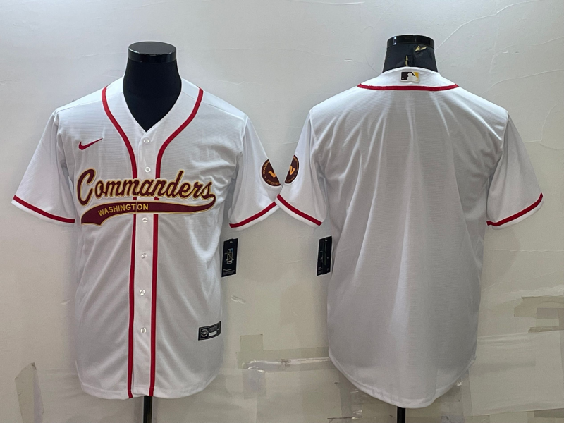 Washington Commanders Blank White With Patch Cool Base Stitched Baseball Jersey