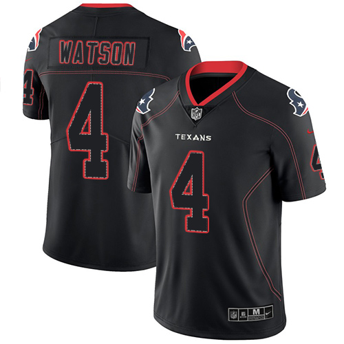 Houston Texans #4 Deshaun Watson NFL 2018 Lights Out Black Color Rush Limited Jersey