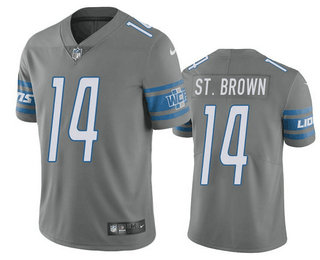 Detroit Lions #14 Amon Ra St Brown Grey Vapor Untouchable Limited Stitched Jersey