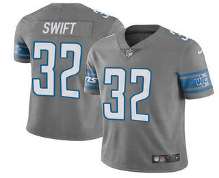 Detroit Lions #32 DAndre Swift 2021 Gray Vapor Untouchable Limited Stitched Jersey