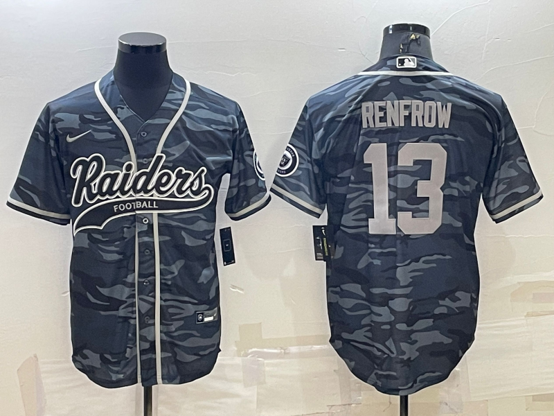 Las Vegas Raiders #13 Hunter Renfrow Grey Camo With Patch Cool Base Stitched Baseball Jersey