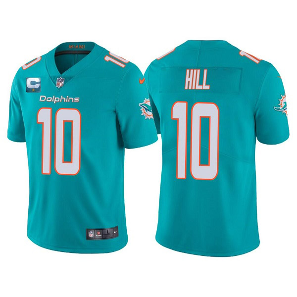 Miami Dolphins 2022 #10 Tyreek Hill Aqua With 2-star C Patch Vapor Untouchable Limited Stitched Foot