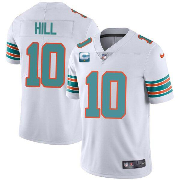 Miami Dolphins 2022 #10 Tyreek Hill White With 2-star C Patch Rush Color Stitched Football Jerse