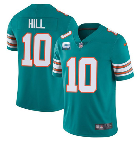 Miami Dolphins 2022 #10 Tyreek Hill Aqua With 2-star C Patch Rush Color Stitched Football Jerse