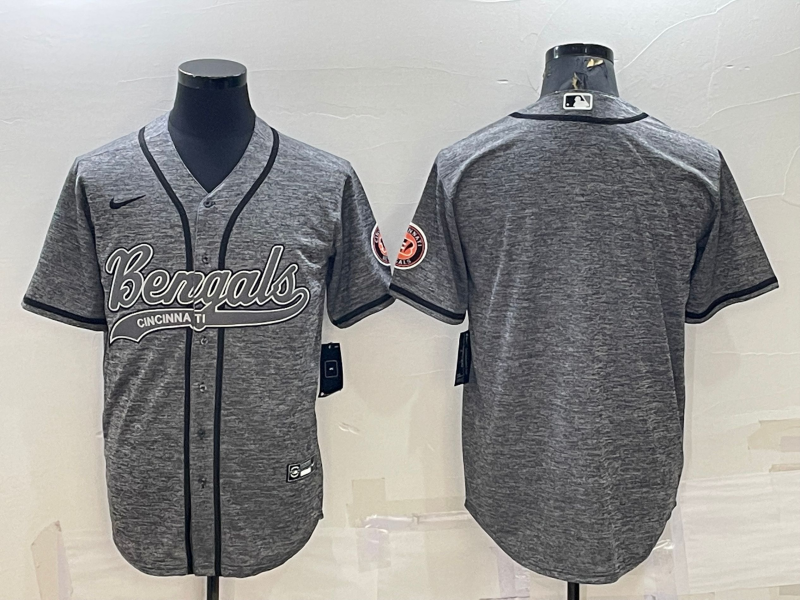 Cincinnati Bengals Blank Grey Gridiron Cool Base Stitched Baseball Jersey