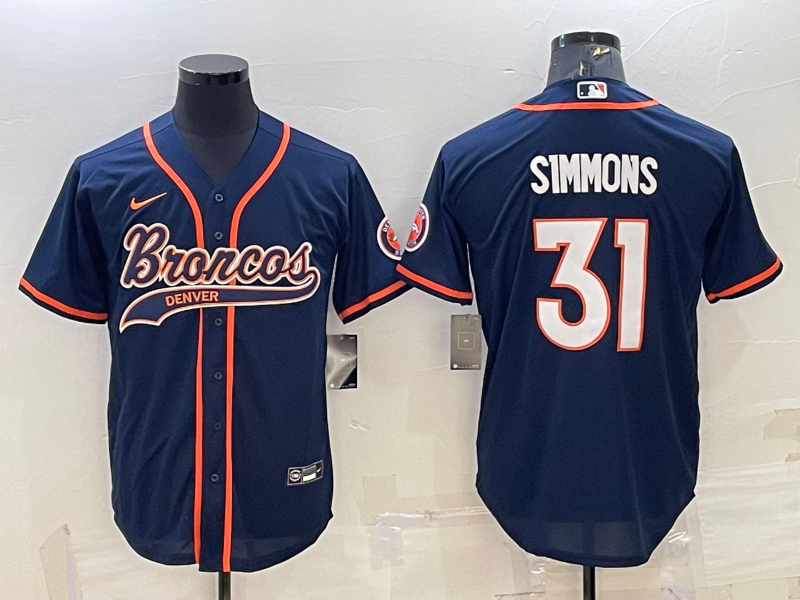 Denver Broncos #31 Justin Simmons Navy Blue Stitched Cool Base Baseball Jersey