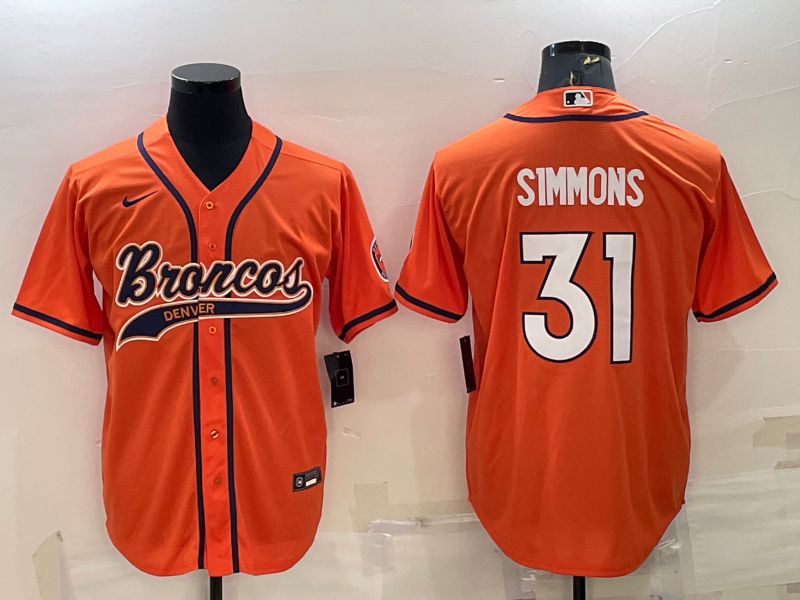 Denver Broncos #31 Justin Simmons Orange Stitched Cool Base Baseball Jersey