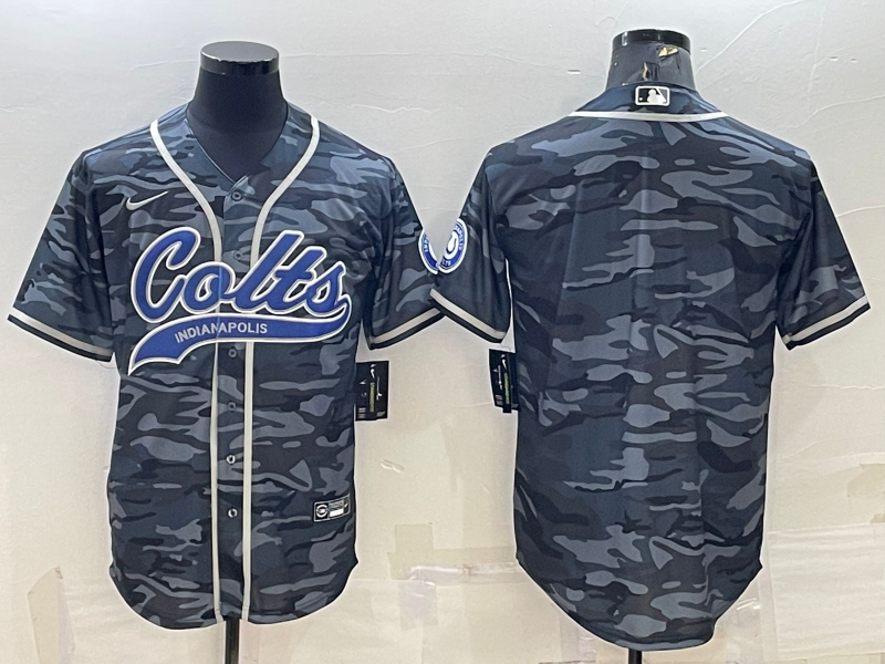 Indianapolis Colts Blank Grey Camo With Patch Cool Base Stitched Baseball Jersey