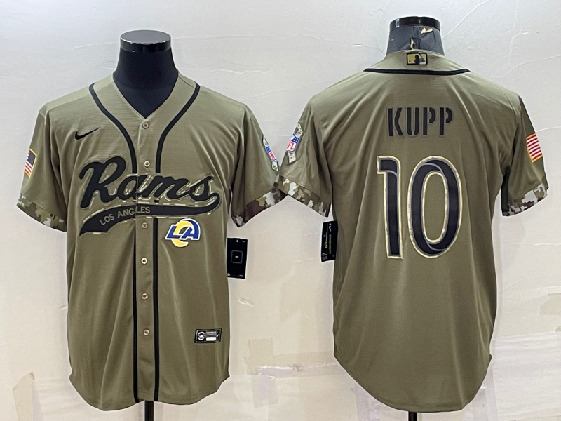 Los Angeles Rams #10 Cooper Kupp Olive 2022 Salute to Service Cool Base Stitched Baseball Jersey