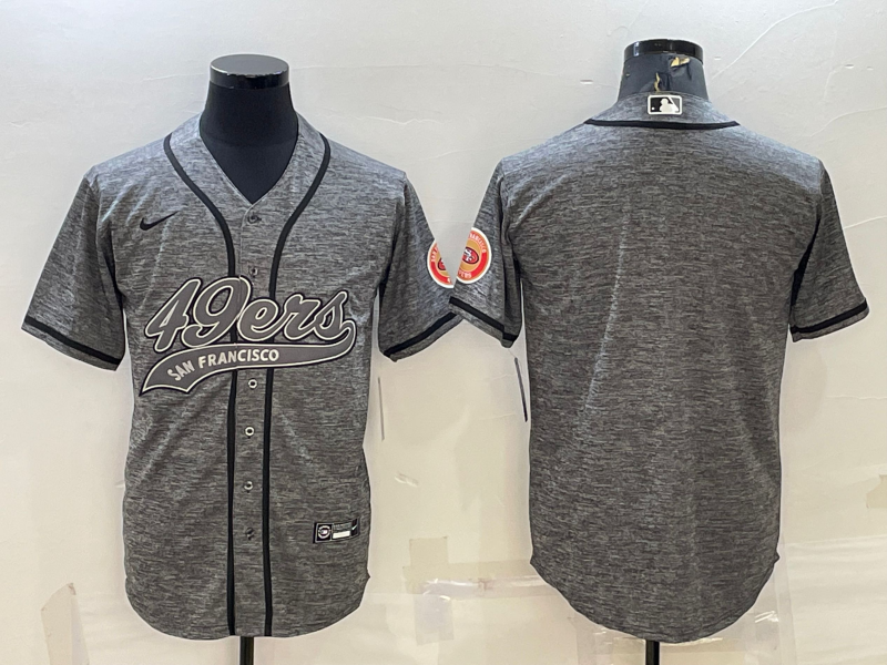 San Francisco 49ers Blank Grey With Patch Cool Base Stitched Baseball Jersey