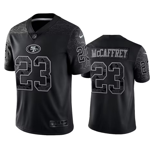 San Francisco 49ers #23 Christian McCaffrey Black Reflective Limited Stitched Football Jersey - Click Image to Close