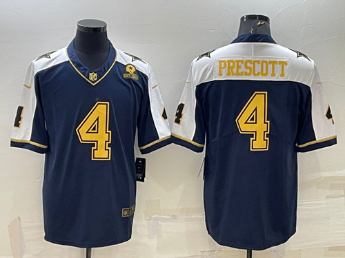 Dallas Cowboys #4 Dak Prescott Navy Gold Edition With 1960 Patch Limited Stitched Football Jersey