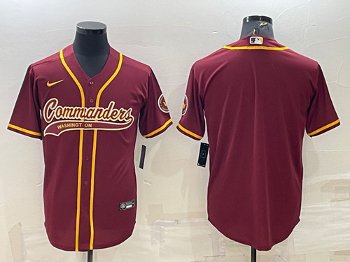 Washington Commanders Blank Burgundy With Patch Cool Base Stitched Baseball Jersey