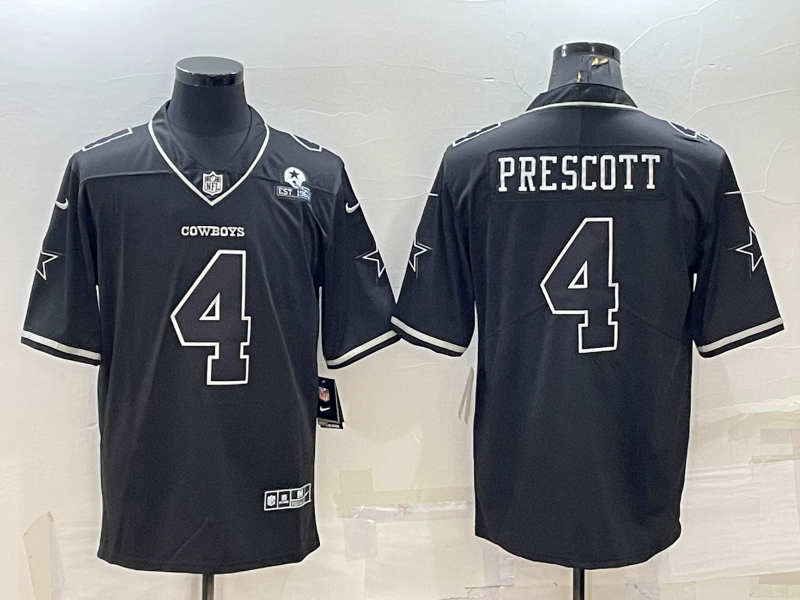 Dallas Cowboys #4 Dak Prescott Black With 1960 Patch Limited Stitched Football Jersey