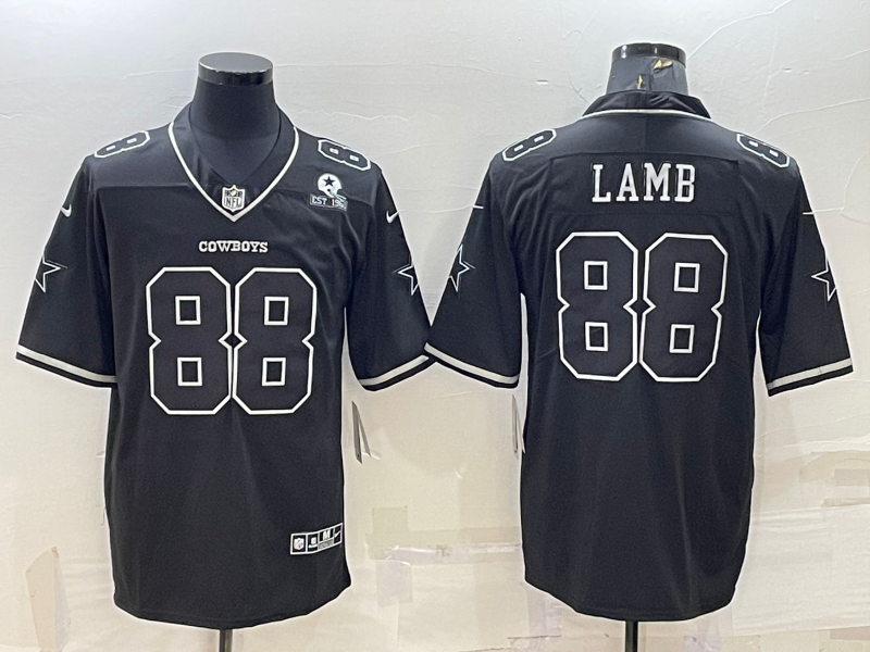 Dallas Cowboys #88 CeeDee Lamb Black With 1960 Patch Limited Stitched Football Jersey