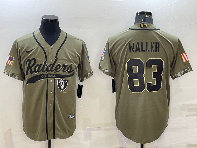 Las Vegas Raiders #83 Darren Waller 2022 Olive Salute to Service Cool Base Stitched Baseball Jersey