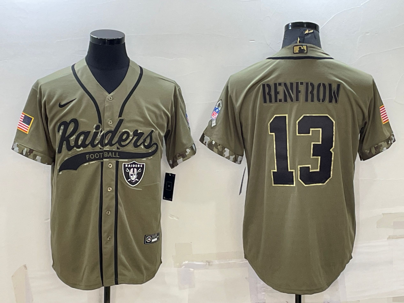 Las Vegas Raiders #13 Hunter Renfrow 2022 Olive Salute to Service Cool Base Stitched Baseball Jersey