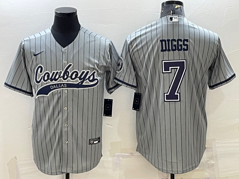 Dallas Cowboys #7 Trevon Diggs Grey With Patch Cool Base Stitched Baseball Jersey