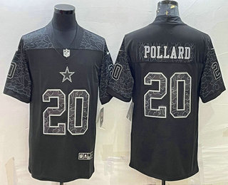 Dallas Cowboys #20 Tony Pollard Black Reflective Limited Stitched Football Jersey