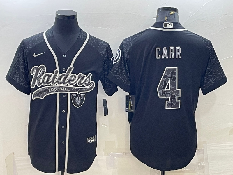 Las Vegas Raiders #4 Derek Carr Black Reflective Limited Stitched Jersey