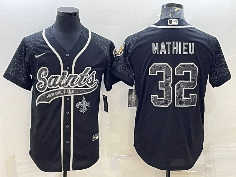 New Orleans Saints #32 Tyrann Mathieu Black Reflective Limited Stitched Football Jersey