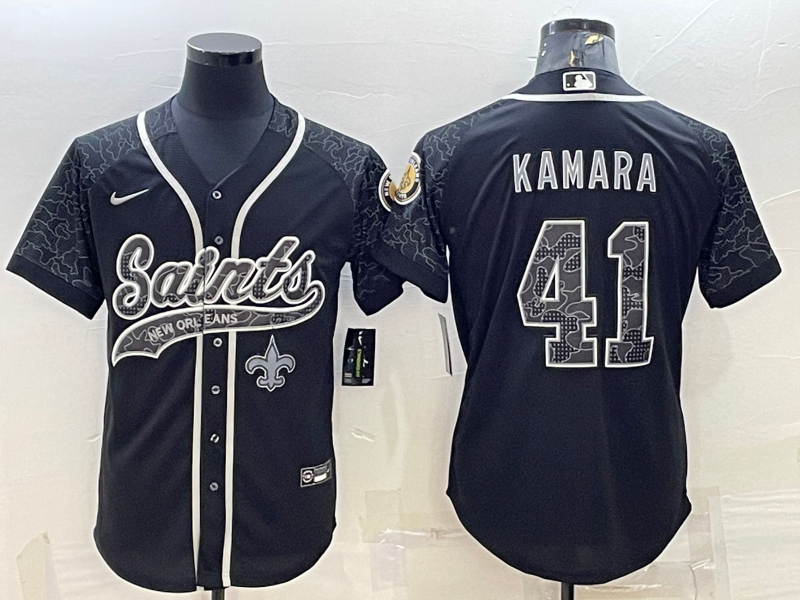 New Orleans Saints #41 Alvin Kamara Black Reflective Limited Stitched Football Jersey