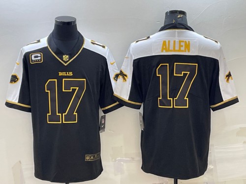 Buffalo Bills #17 Josh Allen Black Gold With C Patch Thanksgiving Vapor Untouchable Limited Stitched