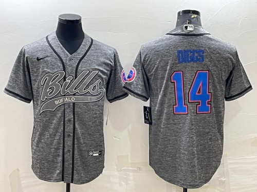 Buffalo Bills #14 Stefon Diggs Gray With Patch Cool Base Stitched Baseball Jersey