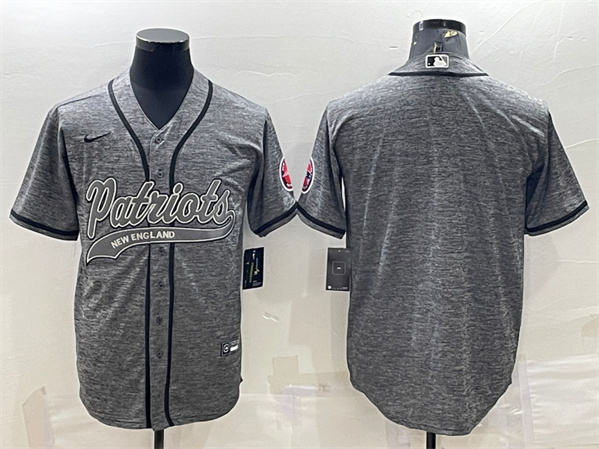 New England Patriots Blank Gray With Patch Cool Base Stitched Baseball Jersey