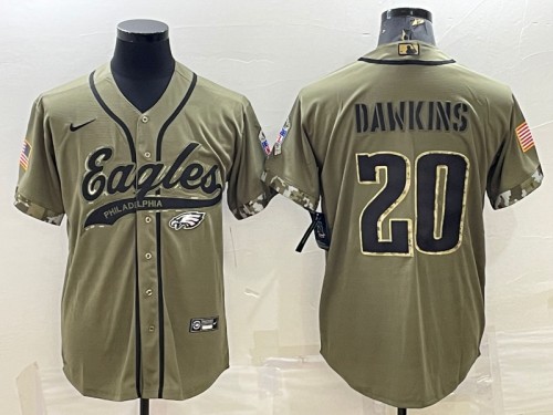 Philadelphia Eagles #20 Brian Dawkins Olive 2022 Salute To Service Cool Base Stitched Baseball Jerse