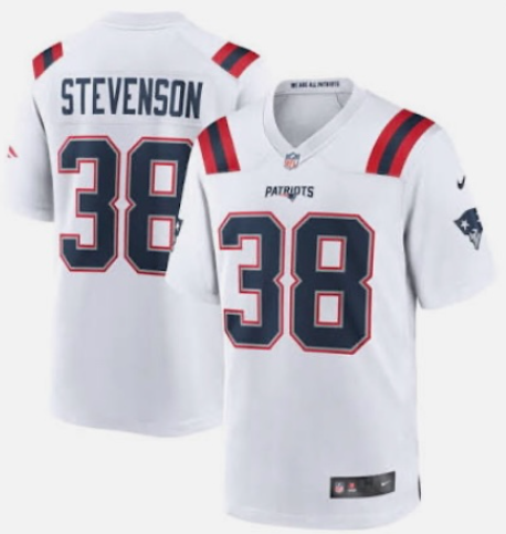 New England Patriots #38 Rhamondre Stevenson White Limited Stitched Game Jersey