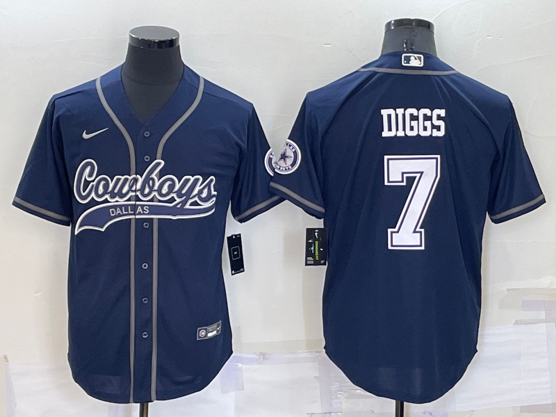 Dallas Cowboys #7 Trevon Diggs Navy Blue Stitched Cool Base Baseball Jersey