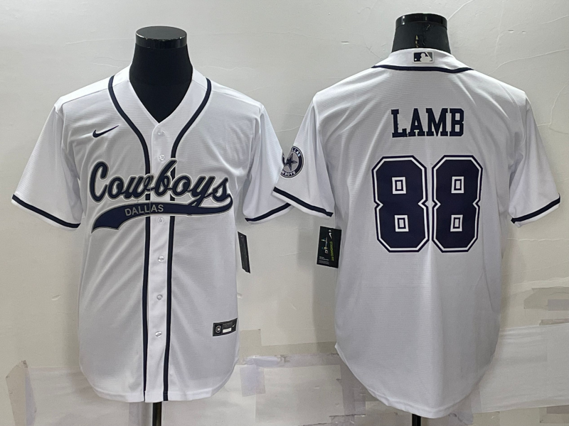 Dallas Cowboys #88 CeeDee Lamb White Stitched Cool Base Baseball Jersey