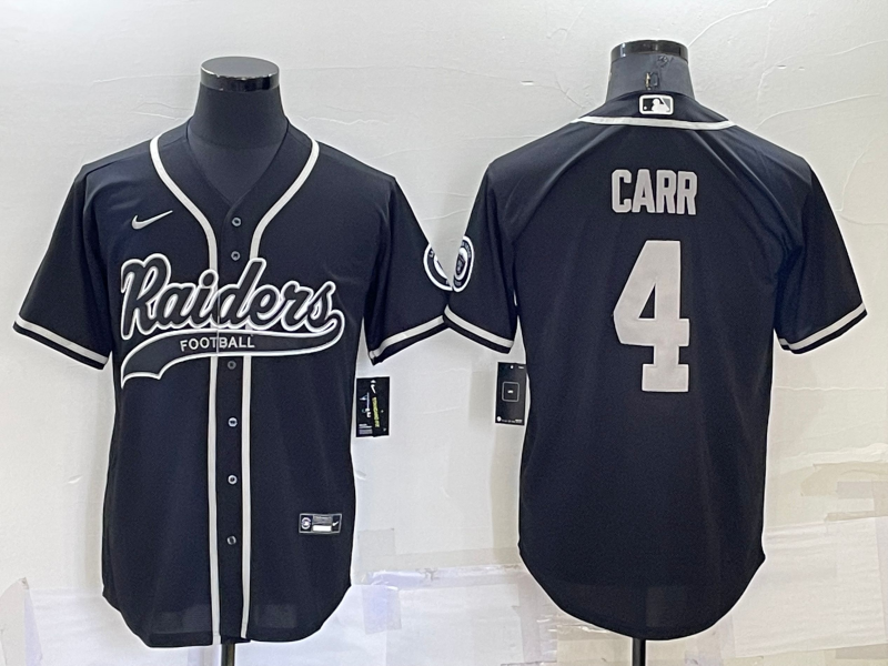 Las Vegas Raiders #4 Derek Carr Black Stitched MLB Cool Base Baseball Jersey