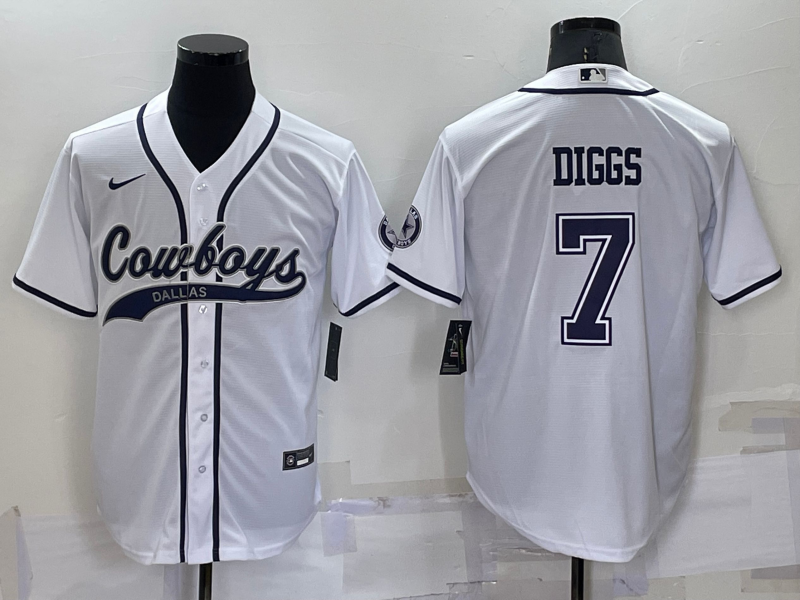 Dallas Cowboys #7 Trevon Diggs White Stitched Cool Base Baseball Jersey