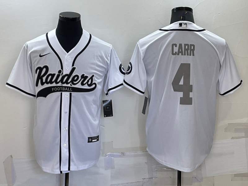 Las Vegas Raiders #4 Derek Carr White Grey Stitched MLB Cool Base Baseball Jersey