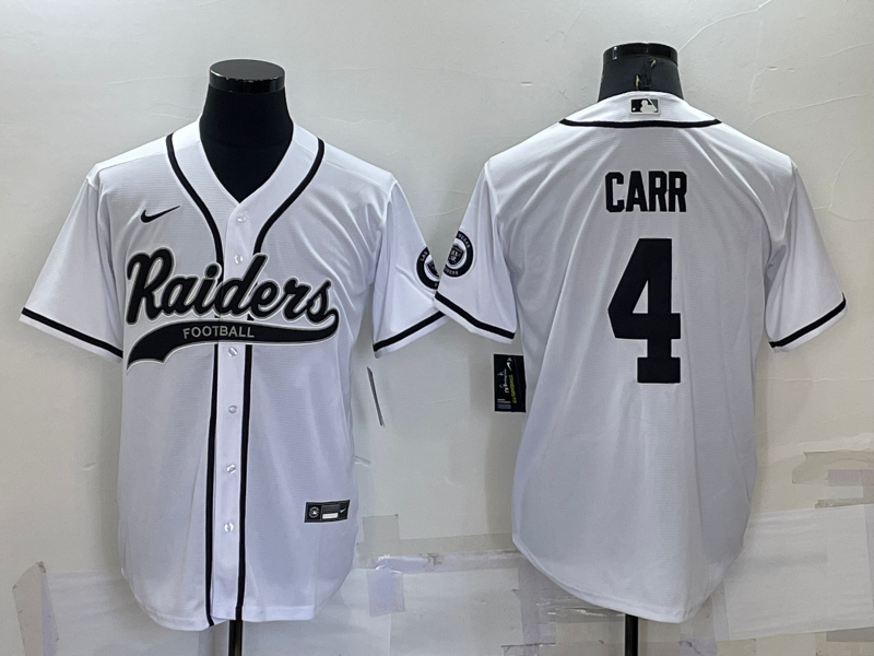 Las Vegas Raiders #4 Derek Carr White Stitched MLB Cool Base Baseball Jersey