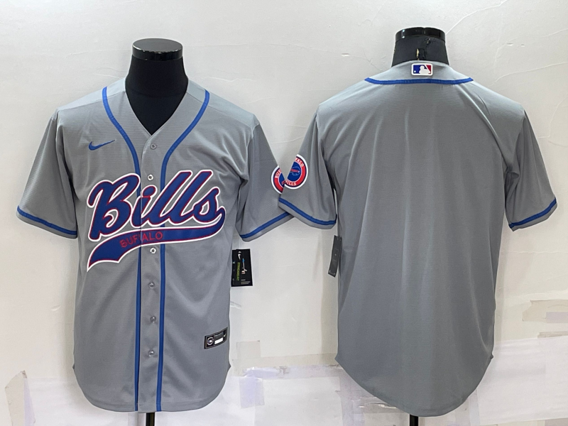 Buffalo Bills Blank Grey Stitched MLB Cool Base Baseball Jersey