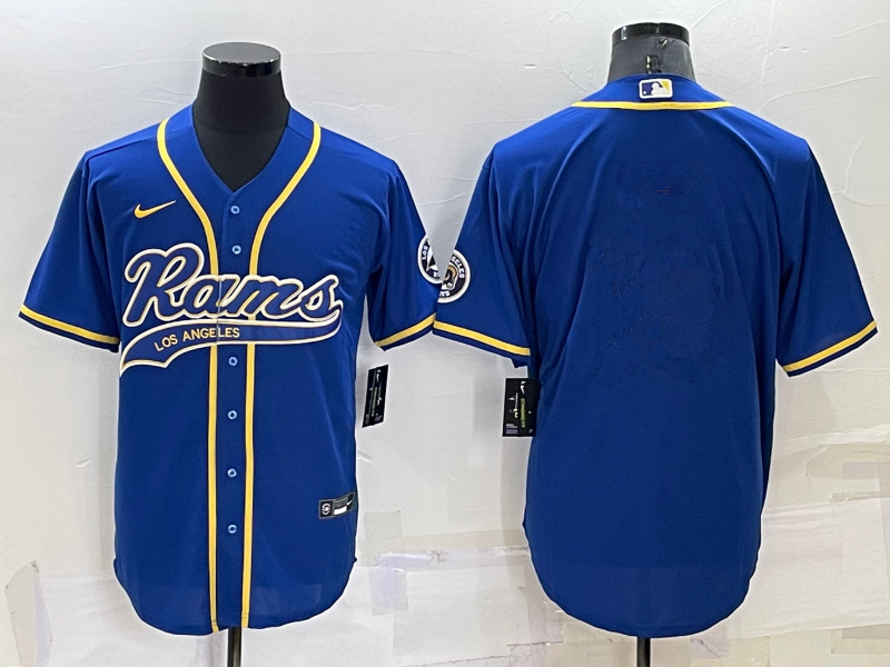 Los Angeles Rams Blank Blue Stitched MLB Cool Base Baseball Jersey