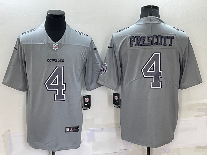 Dallas Cowboys #4 Dak Prescott LOGO Grey Atmosphere Fashion 2022 Vapor Untouchable Stitched Limited