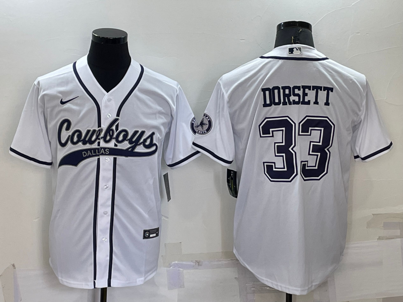 Dallas Cowboys #33 Tony Dorsett White Stitched Cool Base Baseball Jersey