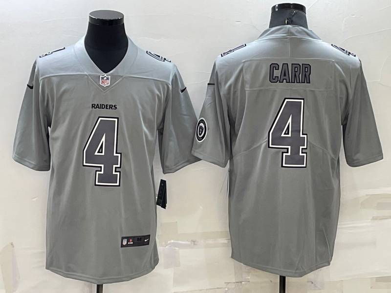 Las Vegas Raiders #4 Derek Carr LOGO Grey Atmosphere Fashion 2022 Vapor Untouchable Stitched Limited