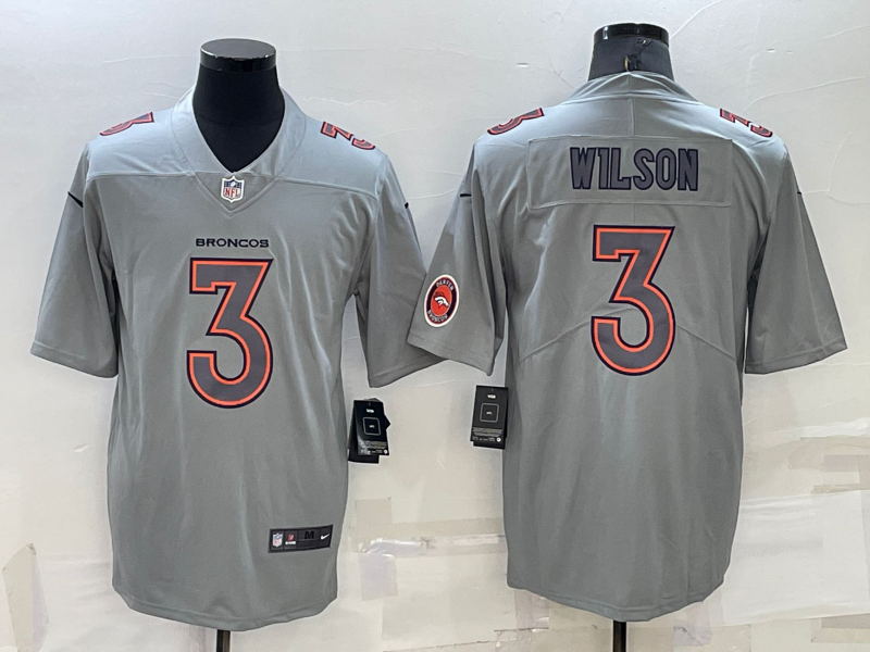 Denver Broncos #3 Russell Wilson LOGO Grey Atmosphere Fashion 2022 Vapor Untouchable Stitched Limite