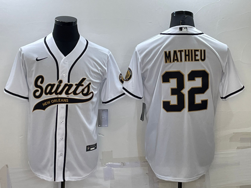 New Orleans Saints #32 Tyrann Mathieu White Stitched MLB Cool Base Baseball Jersey