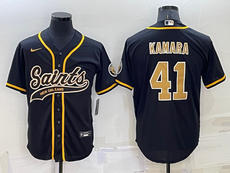 New Orleans Saints #41 Alvin Kamara Black Stitched MLB Cool Base Baseball Jersey