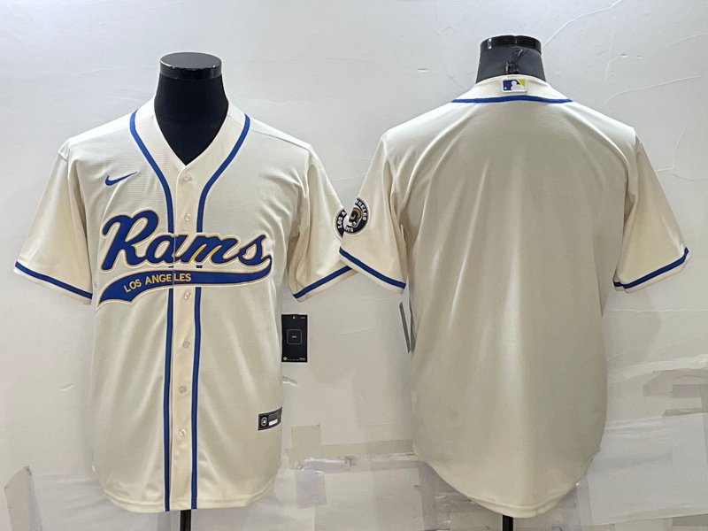 Los Angeles Rams Blank Cream Stitched MLB Cool Base Baseball Jersey