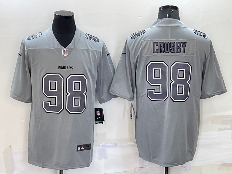 Las Vegas Raiders #98 Maxx Crosby Grey Atmosphere Fashion 2022 Vapor Untouchable Stitched Limited Je