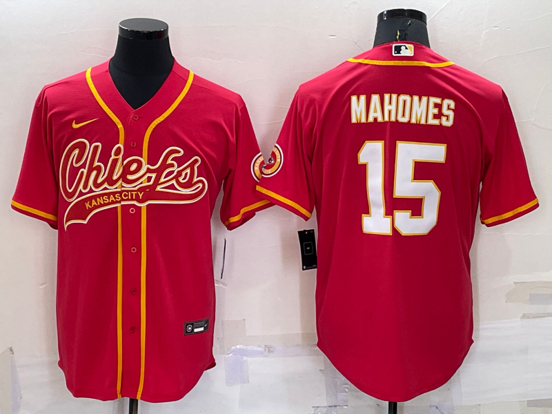 Kansas City Chiefs Patrick Mahomes Red Stitched Cool Base Baseball Jersey