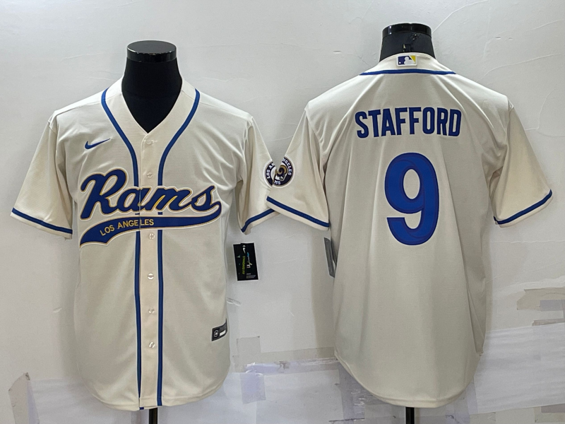 Los Angeles Rams #9 Matthew Stafford Cream Stitched Cool Base Baseball Jersey
