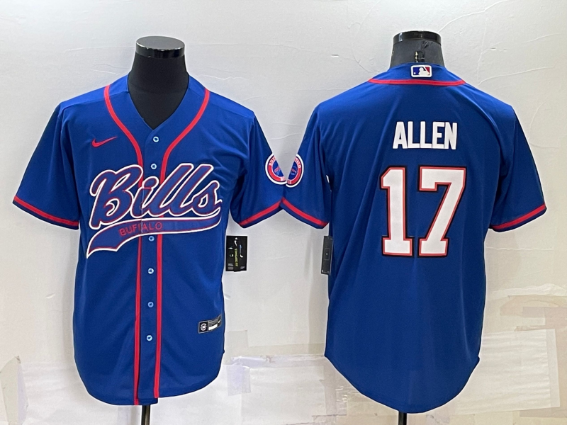 Buffalo Bills #17 Josh Allen Blue Stitched Cool Base Baseball Jersey